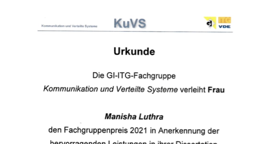 German National Award for Top Dissertation